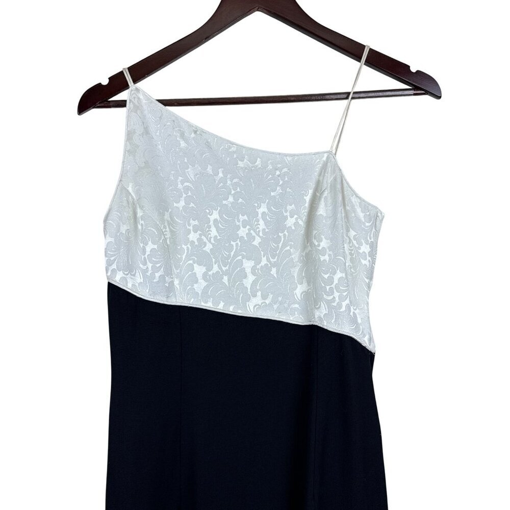Scott McClintock Women's Dress Vintage Black White One Shoulder Gown Size 4 USA - Picture 2 of 10